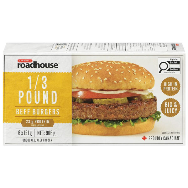 CARDINAL ROADHOUSE THIRD POUND BURGERS 906GR