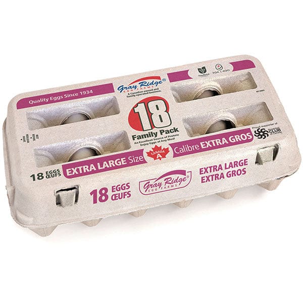 MIA FOOD SERVICE GRAY RIDGE WHITE EGGS XL 18EA GRAY RIDGE WHITE EGGS XL 18EA