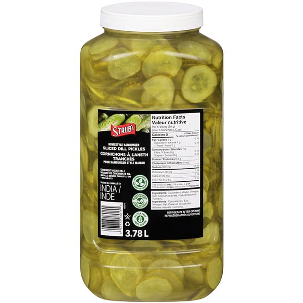 Mia Food Service STRUBS PICKLES HAMBURGER SLICED HOMESTYLE 3.78LT STRUBS PICKLES HAMBURGER SLICED HOMESTYLE 3.78LT