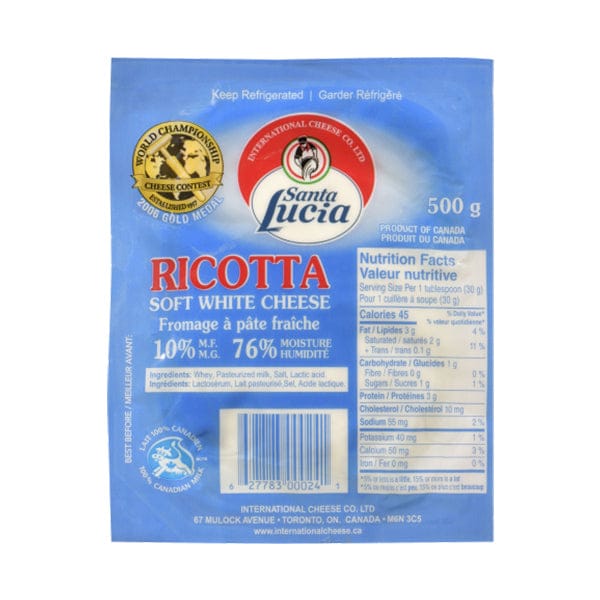 Mia Food Service SANTA LUCIA RICOTTA VACUUM PACK FRESH 500GR SANTA LUCIA RICOTTA VACUUM PACK FRESH 500GR