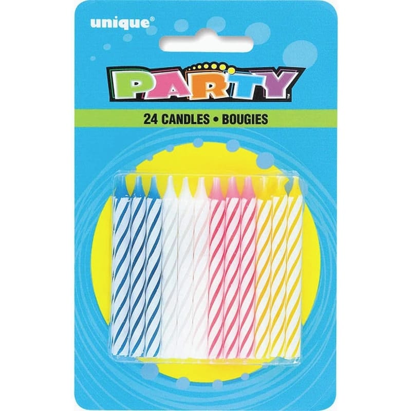 MIA Food Service UNIQUE PASTEL ASSORTED BIRTHDAY CANDLES 24EA UNIQUE PASTEL ASSORTED BIRTHDAY CANDLES 24EA