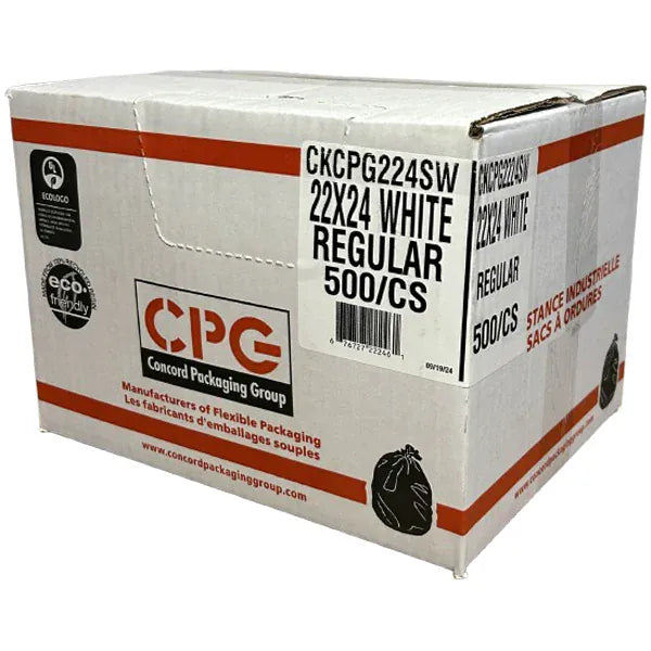 MIA Food Service 24X22 WHITE GARBAGE BAGS 500EA 24X22 WHITE GARBAGE BAGS 500EA