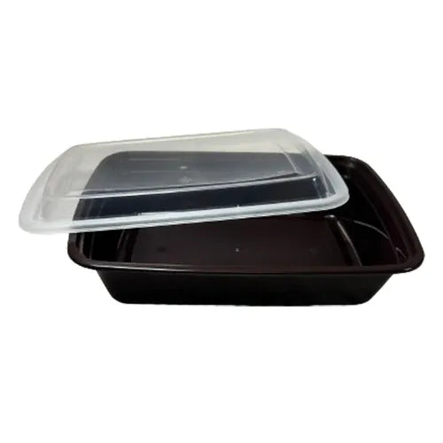 MIA Food Service 38OZ 8X6 DEEP RECTANGULAR FOOD CONTAINERS WHITE BASE CLEAR LIDS 150EA 38OZ 8X6 DEEP RECTANGULAR FOOD CONTAINERS WHITE BASE CLEAR LIDS 150EA