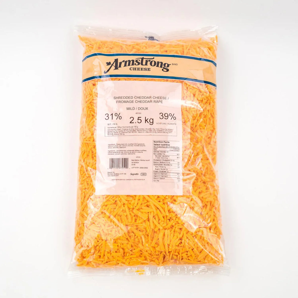 MIA Food Service ARMSTRONG SHREDDED CHEDDAR CHEESE 3KG ARMSTRONG SHREDDED CHEDDAR CHEESE 3KG