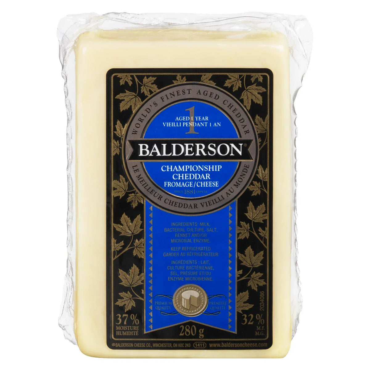 MIA Food Service BALDERSON 1 YEAR OLD CHEDDAR CHEESE 280GR BALDERSON 1 YEAR OLD CHEDDAR CHEESE 280GR