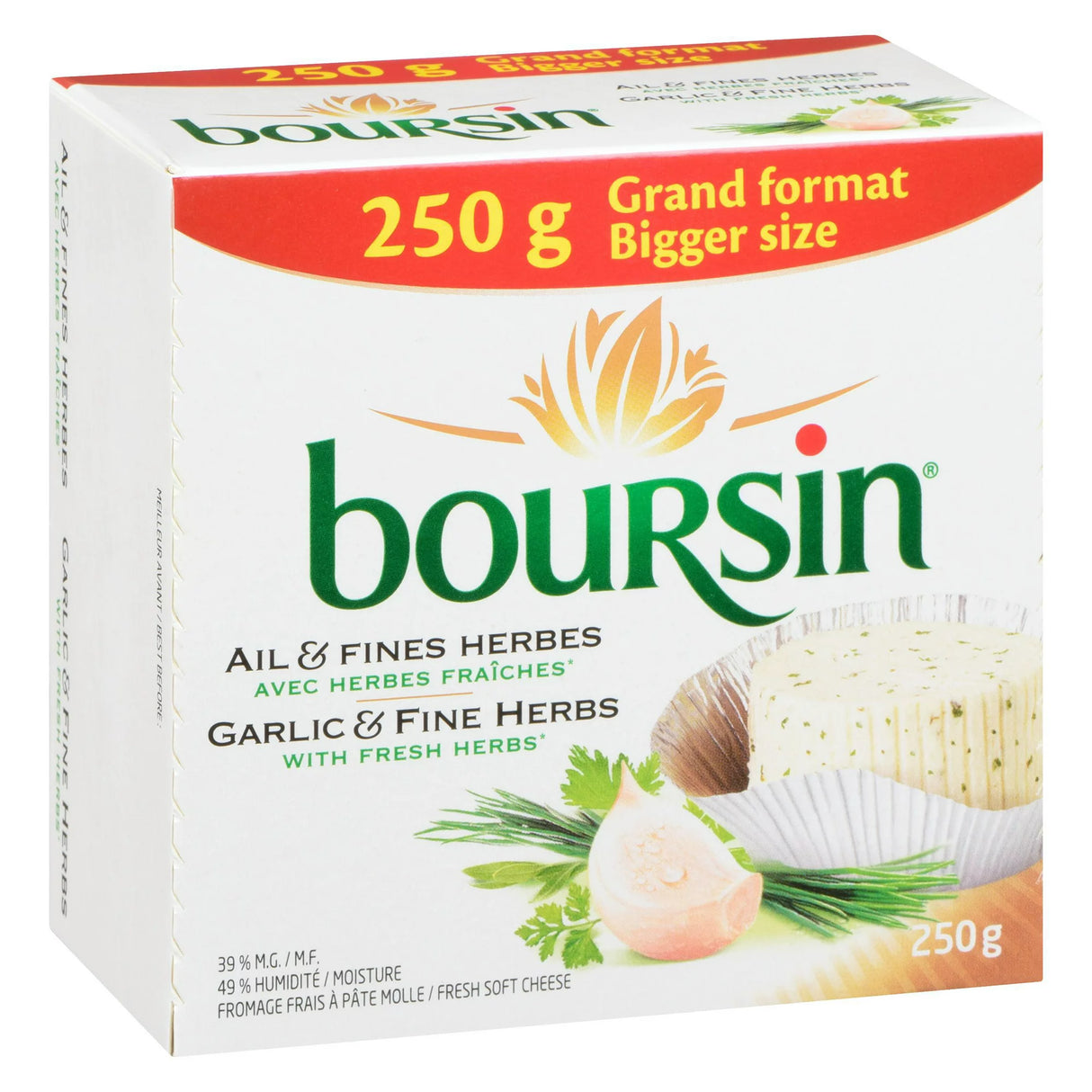 BOURSIN GARLIC & FINE HERBS CHEESE SPREAD 250GR