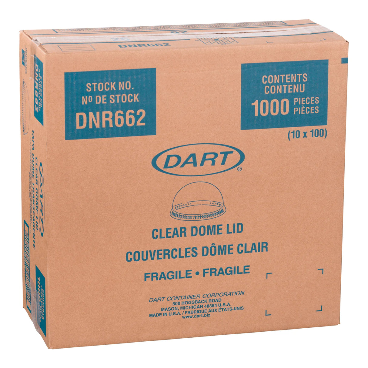 DART 12OZ CLEAR DOME LIDS NO HOLE 10X100EA