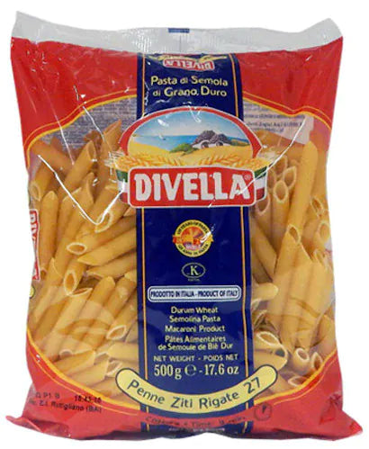 MIA Food Service DIVELLA PENNE RIGATE #27 PASTA 24X500GR DIVELLA PENNE RIGATE #27 PASTA 24X500GR