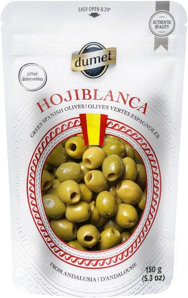 DUMET HOJIBLANCA SPANISH GREEN PITTED OLIVES 150GR