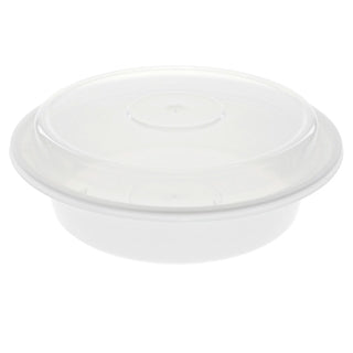 E2E 16OZ 6" ROUND WHITE CONTAINERS AND CLEAR LIDS COMBO 150EA