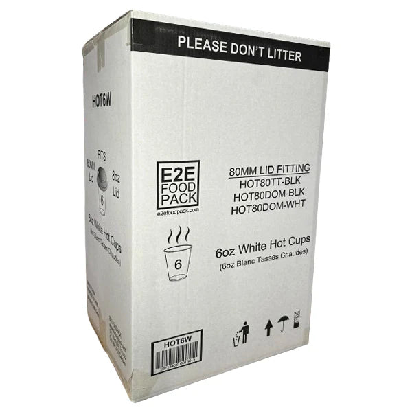 E2E 6OZ WHITE HOT CUPS 20X50EA