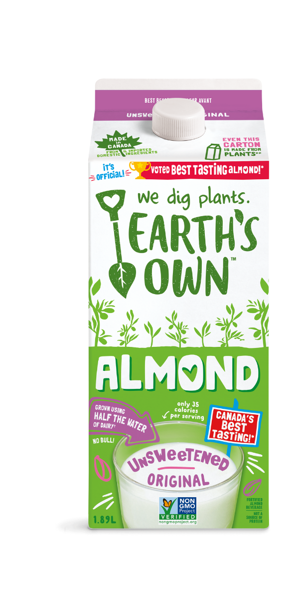EARTHS OWN ALMOND UNSWEETENED MILK 12X946ML