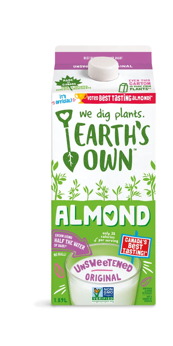 EARTHS OWN ALMOND UNSWEETENED MILK 12X946ML