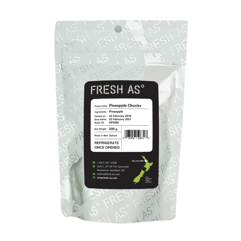 MIA Food Service FRESH-AS FREEZE DRIED PINEAPPLE CHUNKS 200GR FRESH-AS FREEZE DRIED PINEAPPLE CHUNKS 200GR