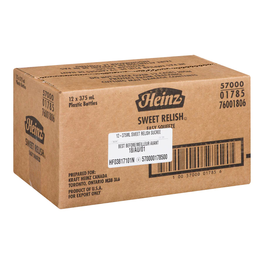 HEINZ SWEET RELISH UPSIDE DOWN SQUEEZE 12X375ML