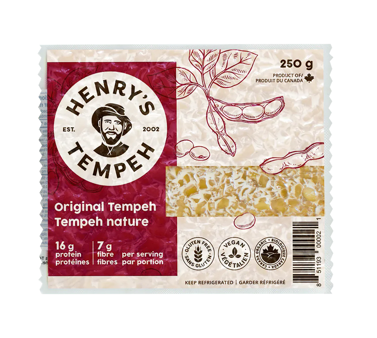 Mia Food Service HENRYS SOY TEMPEH 12X250GR HENRYS SOY TEMPEH 12X250GR