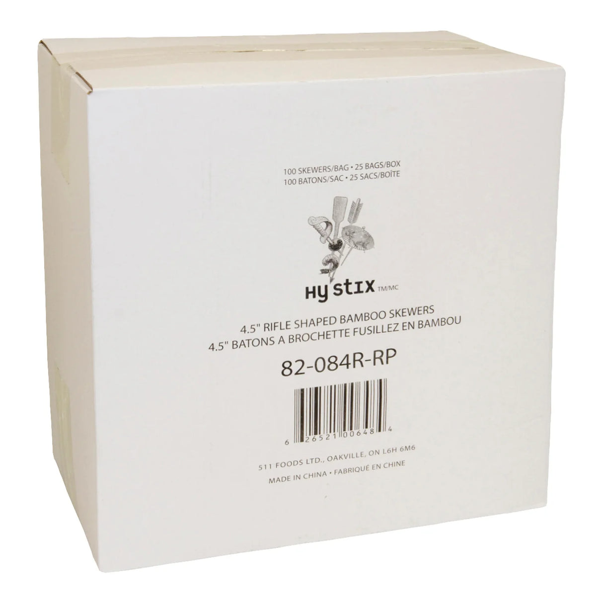 HY-STIX 4.5" RIFLE PADDLE BAMBOO SKEWERS 25X100EA