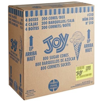 MIA Food Service JOY #310 SUGAR CONES WITHOUT JACKET 2x200EA JOY #310 SUGAR CONES WITHOUT JACKET 2x200EA
