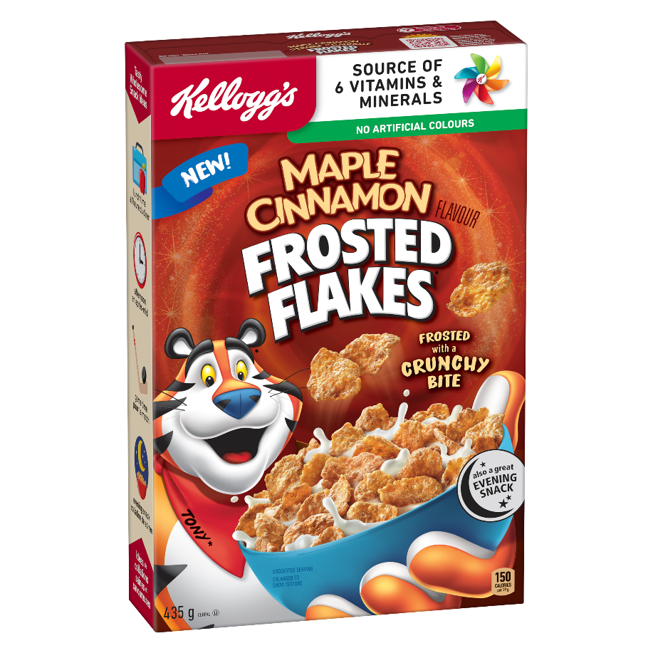 KELLOGGS FROSTED FLAKES MAPLE CINNAMON CEREAL 435GR