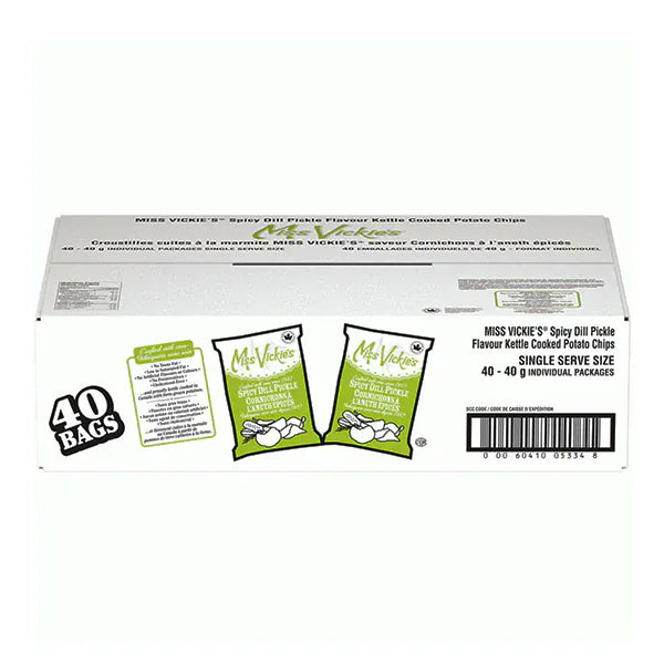 MIA Food Service MISS VICKIES SPICY DILL PICKLE CHIPS 40X40GR MISS VICKIES SPICY DILL PICKLE CHIPS 40X40GR