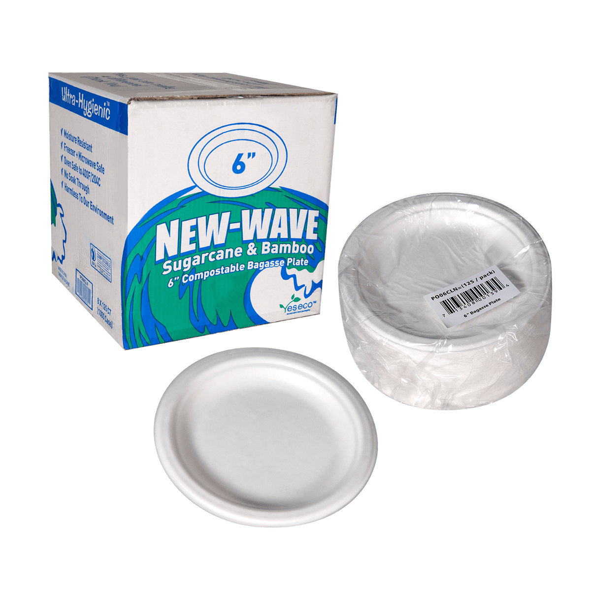 MIA Food Service NEWWAVE 6" BIO PLATES 8X125EA NEWWAVE 6" BIO PLATES 8X125EA