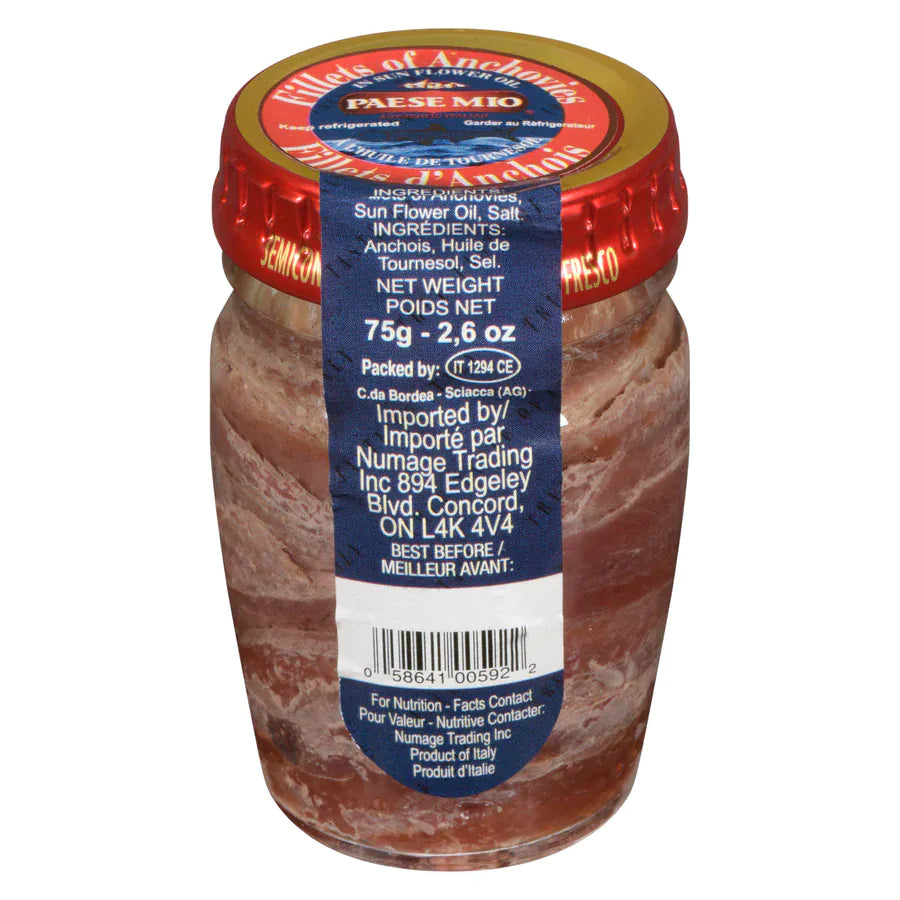 MIA Food Service PAESE MIO ANCHOVY FILLETS 75GR PAESE MIO ANCHOVY FILLETS 75GR