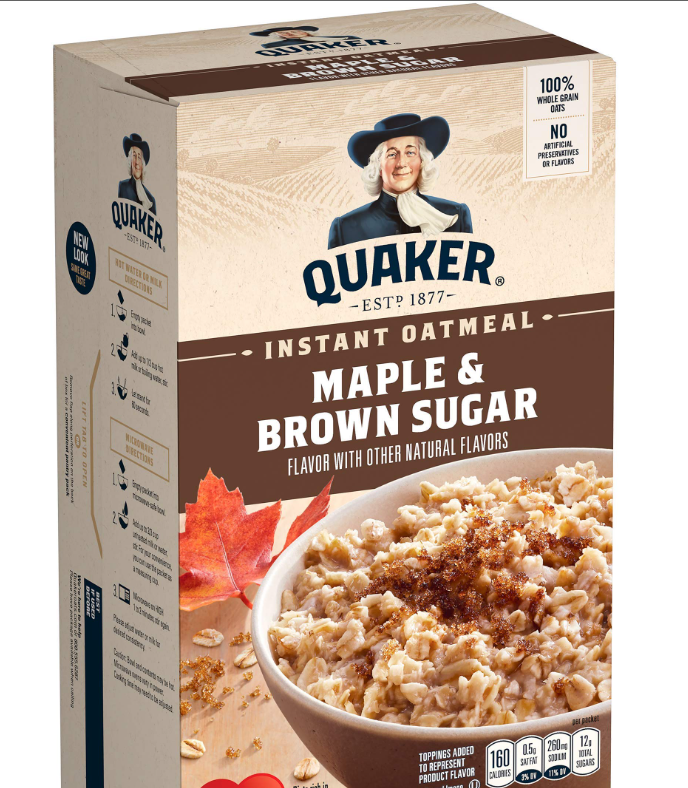 QUAKER INSTANT OATMEAL MAPLE BROWN SUGAR 12X48GR