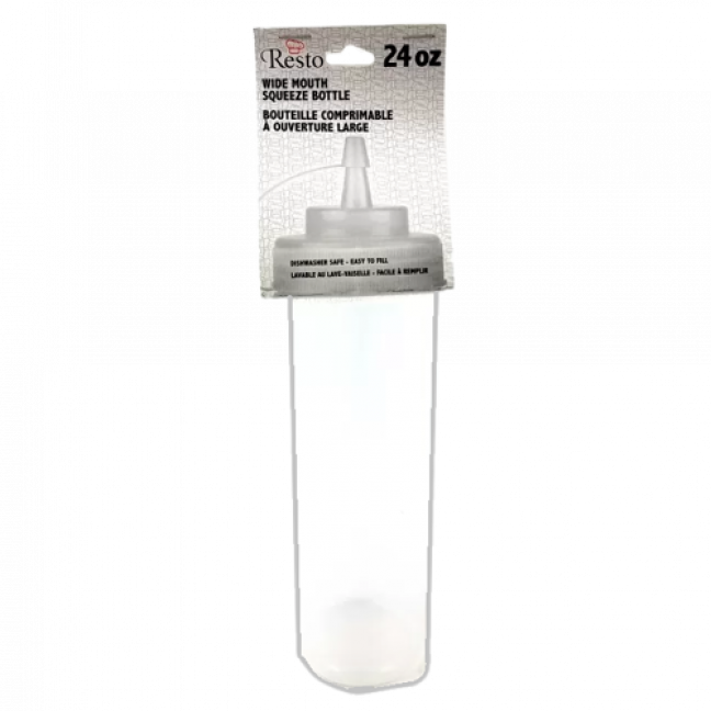RESTO 24OZ WIDEMOUTH CLEAR SQUEEZE BOTTLE WITH LID 1EA