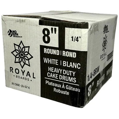 Mia Food Service ROYAL 8" ROUND WHITE WRAPPED 1/4" CAKE BOARDS 2X12EA ROYAL 8" ROUND WHITE WRAPPED 1/4" CAKE BOARDS 2X12EA