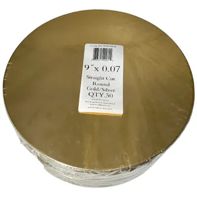 MIA Food Service ROYAL 9" ROUND GOLD/SILVER LAMINATED CAKE BOARDS 50EA ROYAL 9" ROUND GOLD/SILVER LAMINATED CAKE BOARDS 50EA