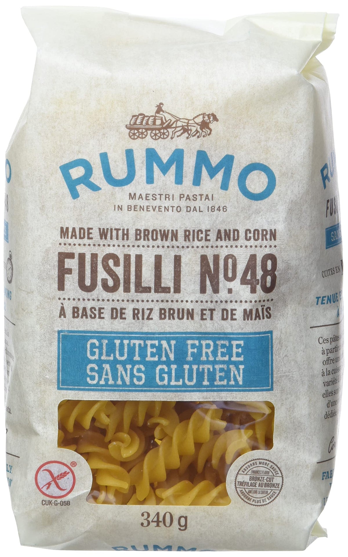 MIA Food Service RUMMO GLUTEN FREE FUSILLI #48 PASTA 12X340GR RUMMO GLUTEN FREE FUSILLI #48 PASTA 12X340GR