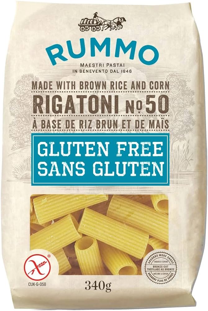 MIA Food Service RUMMO GLUTEN FREE RIGATONI #50 PASTA 12X340GR RUMMO GLUTEN FREE RIGATONI #50 PASTA 12X340GR
