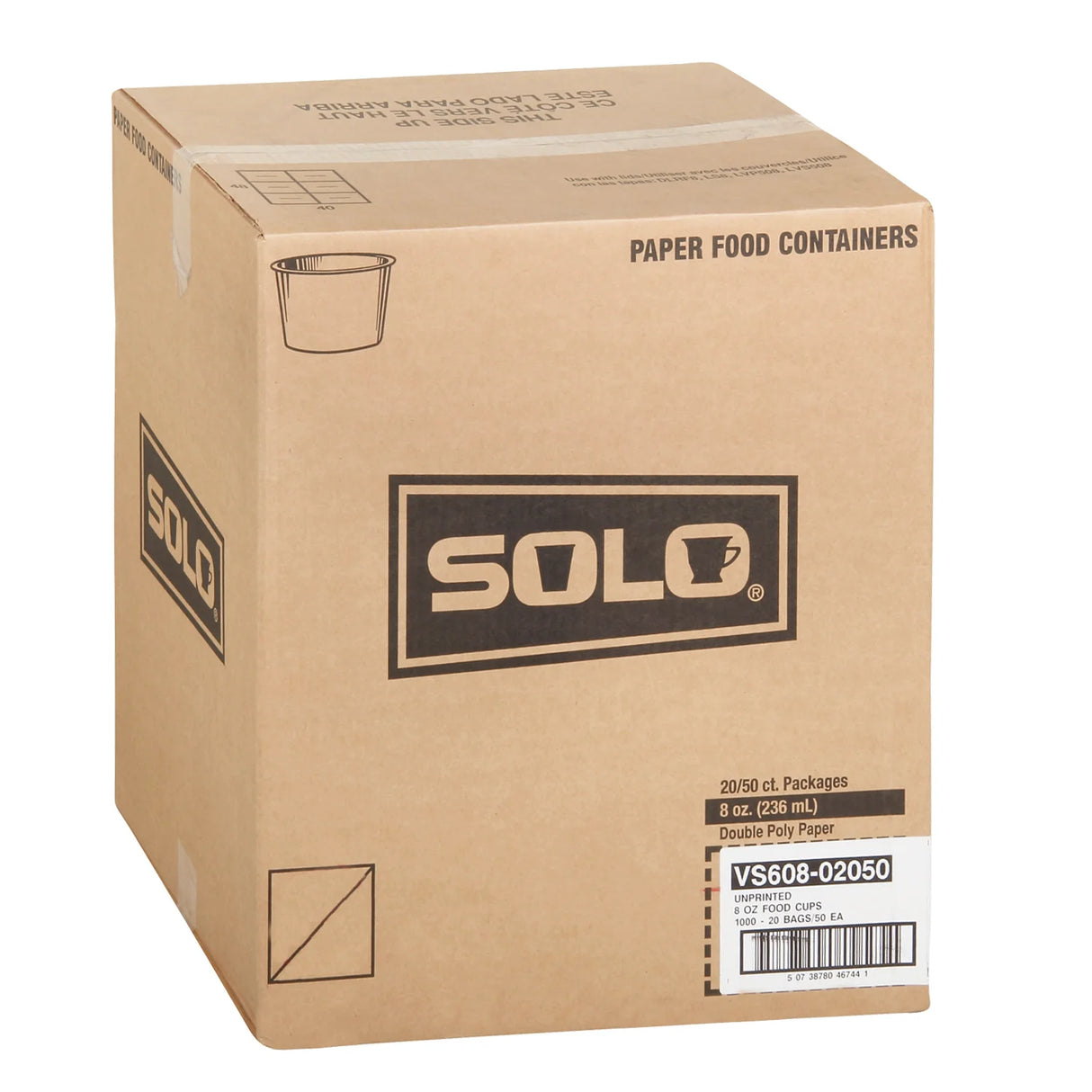 SOLO 8OZ WHITE SOUP PAPER CONTAINERS 20X50EA
