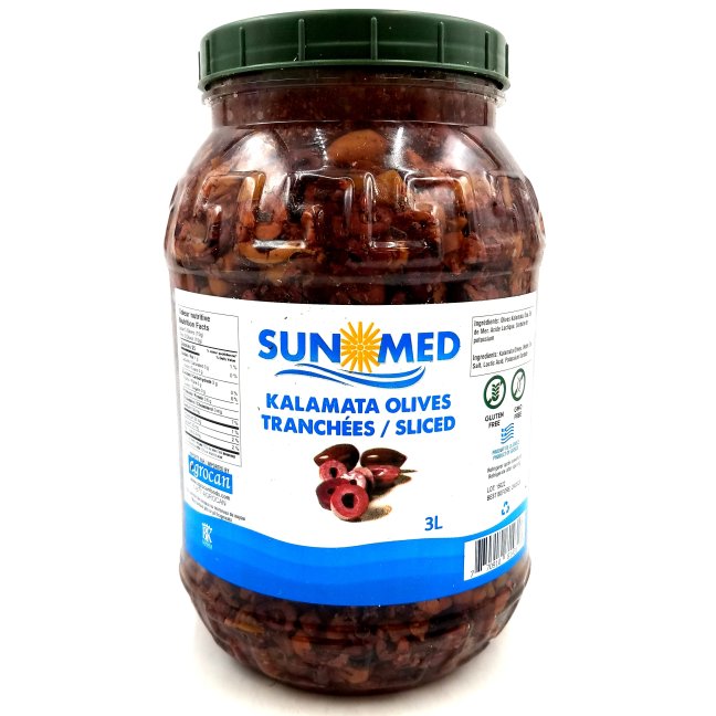 SUNMED SLICED KALAMATA OLIVES 3L