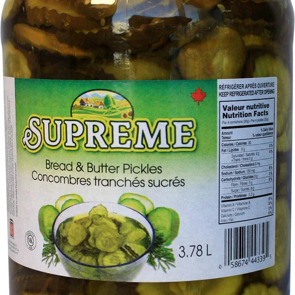 MIA Food Service SUPREME BREAD AND BUTTER PICKLES SLICED 3.78L SUPREME BREAD AND BUTTER PICKLES SLICED 3.78L
