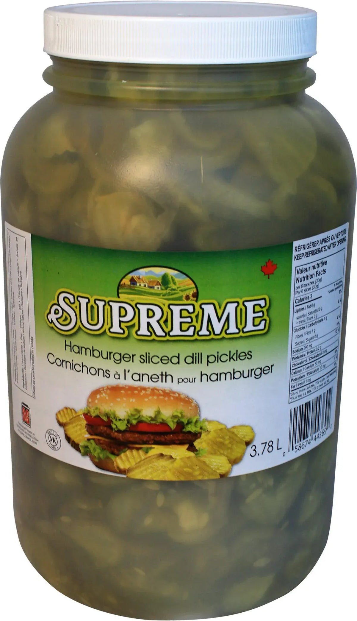 MIA Food Service SUPREME DILL PICKLES HAMBURGER SLICED 3.78L SUPREME DILL PICKLES HAMBURGER SLICED 3.78L