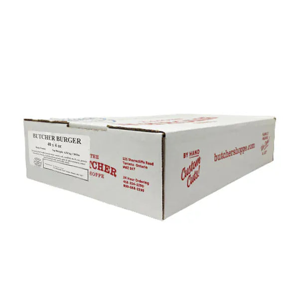 MIA Food Service THE BUTCHER SHOPPE BURGERS 40X4OZ THE BUTCHER SHOPPE BURGERS 40X4OZ