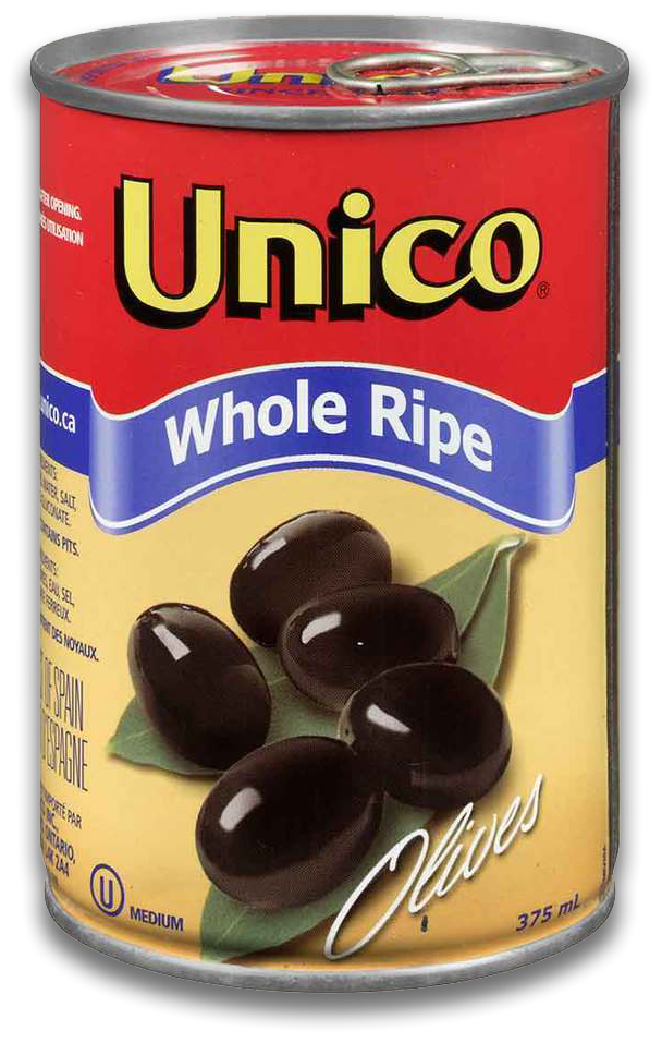 UNICO BLACK RIPE OLIVES 375ML
