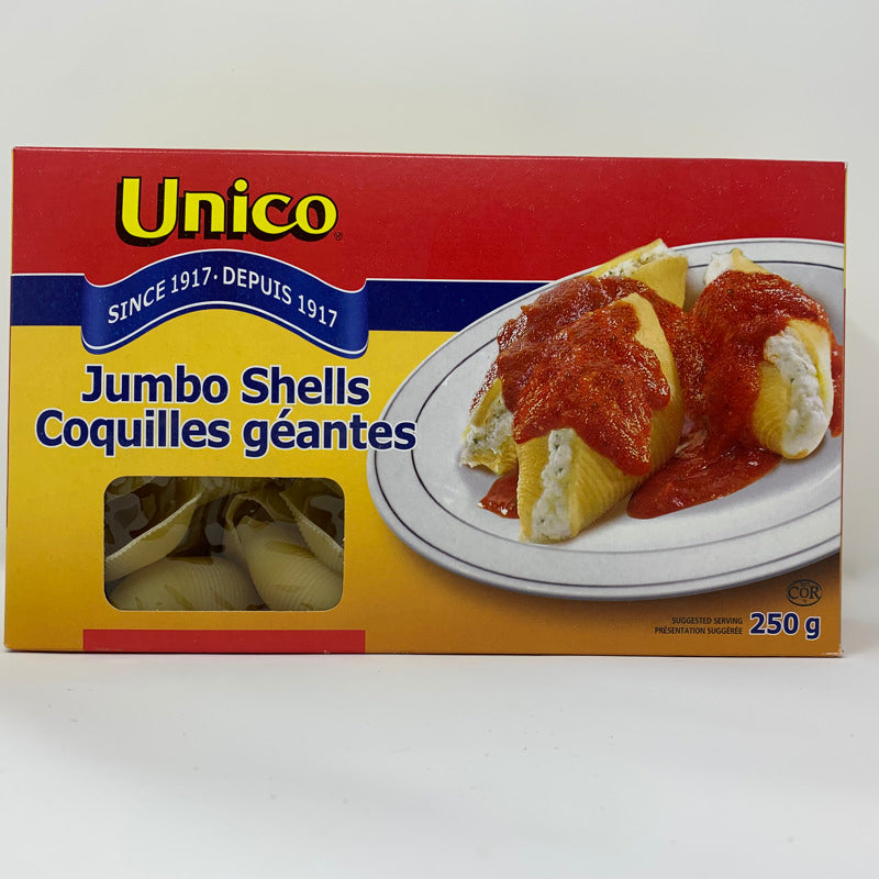 UNICO JUMBO SHELLS PASTA 250GR Mia Food Service