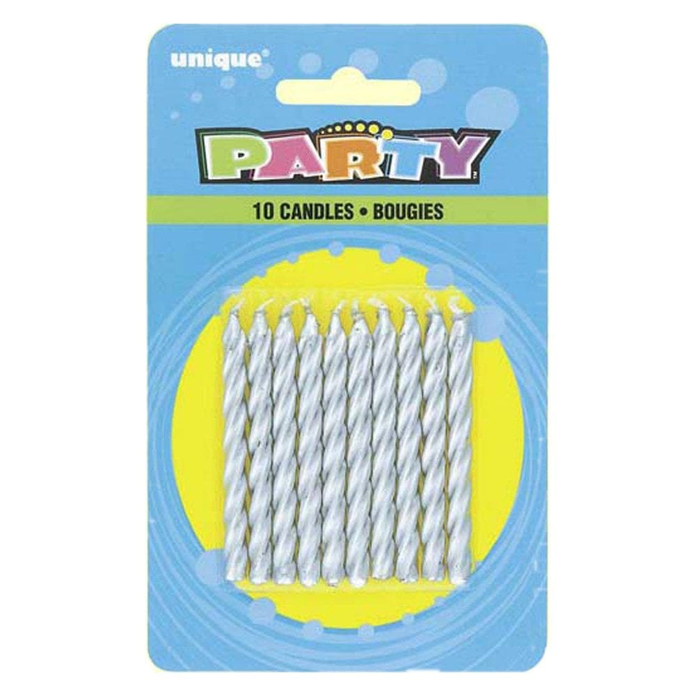 UNIQUE SILVER SPIRAL CANDLES 10EA