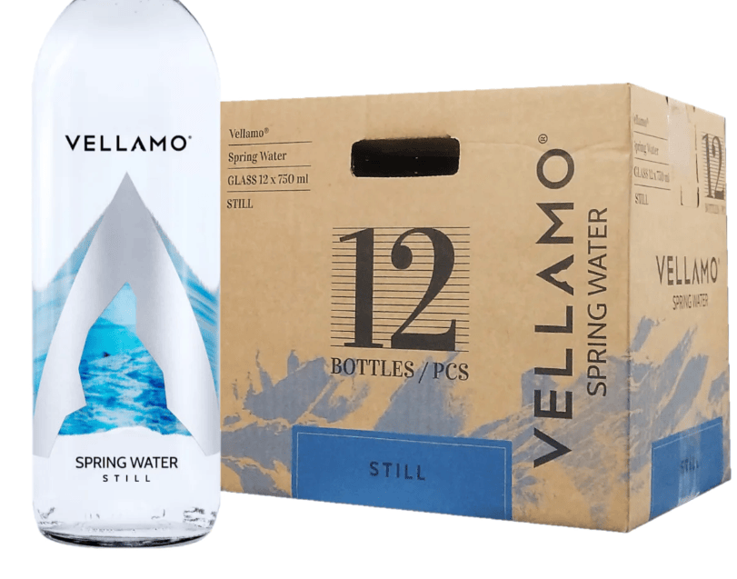 MIA Food Service VELLAMO NATURAL SPRING WATER GLASS 12X750ML VELLAMO NATURAL SPRING WATER GLASS 12X750ML