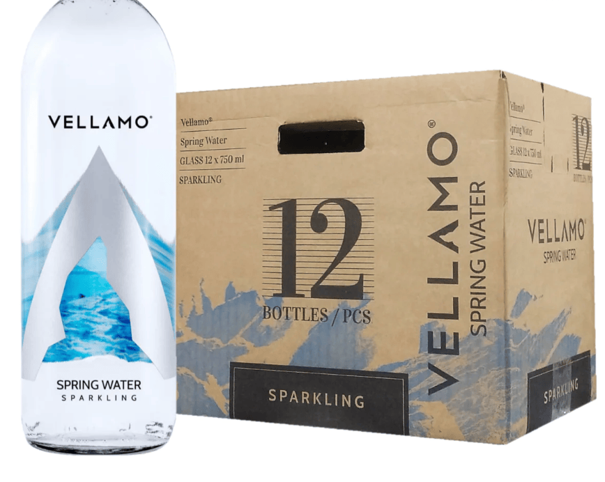 MIA Food Service VELLAMO SPARKLING SPRING WATER GLASS 12X750ML VELLAMO SPARKLING SPRING WATER GLASS 12X750ML