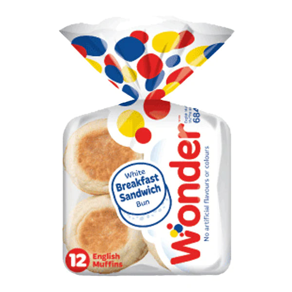 WONDER BREAD ENGLISH MUFFINS 12EA 684GR