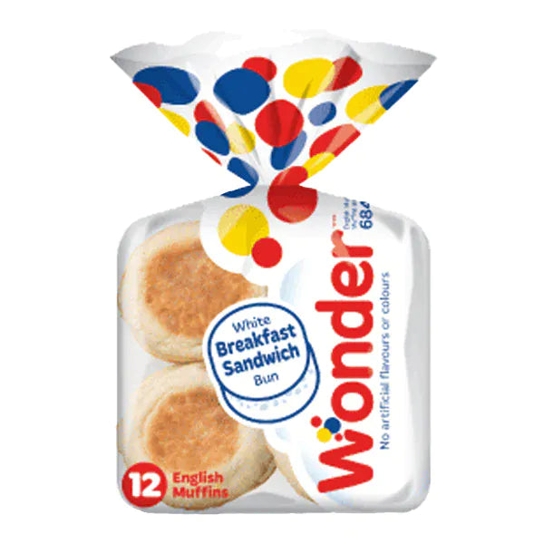 MIA Food Service WONDER BREAD ENGLISH MUFFINS 12EA 684GR WONDER BREAD ENGLISH MUFFINS 12EA 684GR