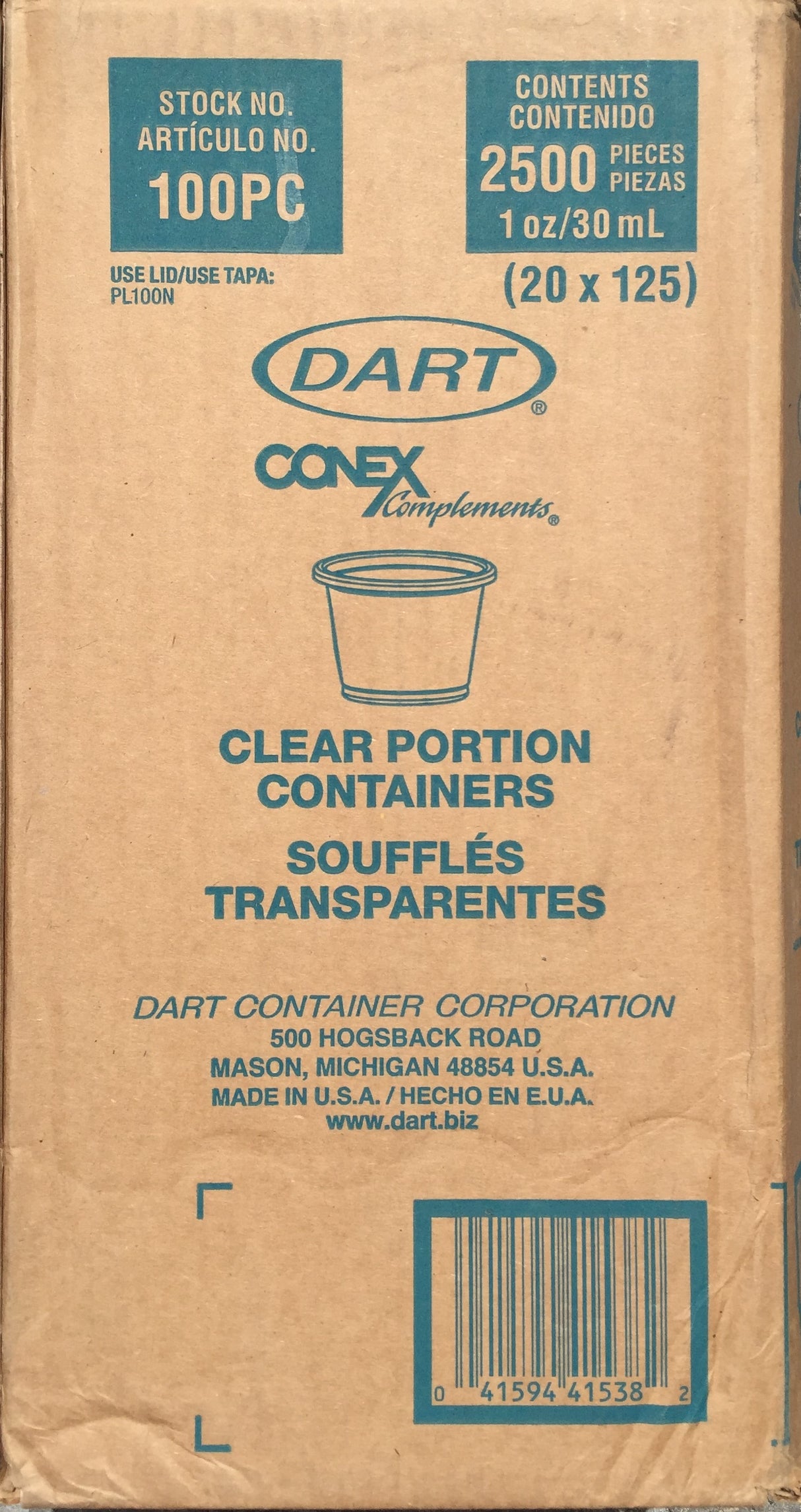 DART 1OZ CLEAR PORTION CUPS 20X125EA