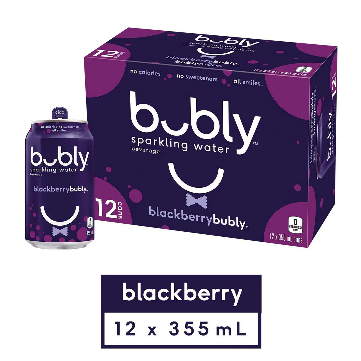 BUBLY BLACKBERRY SPARKLING WATER CANS 12X355ML