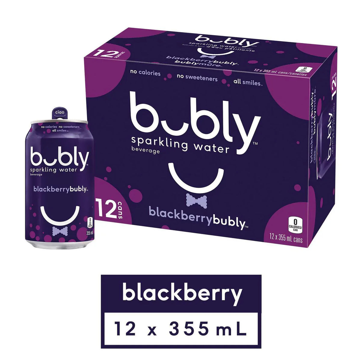Mia Food Service BUBLY BLACKBERRY SPARKLING WATER CANS 12X355ML BUBLY BLACKBERRY SPARKLING WATER CANS 12X355ML
