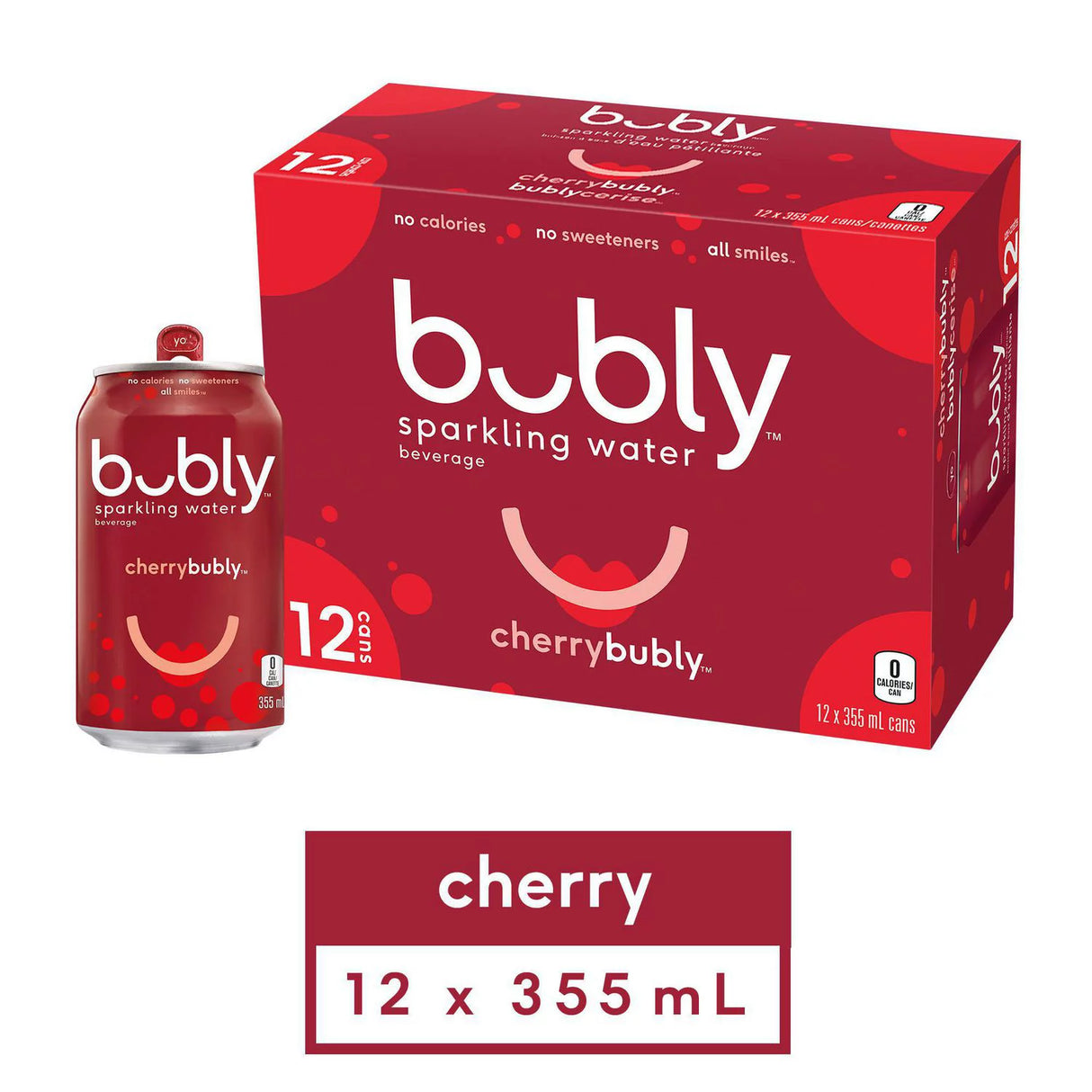 BUBLY CHERRY SPARKLING WATER CANS 12X355ML
