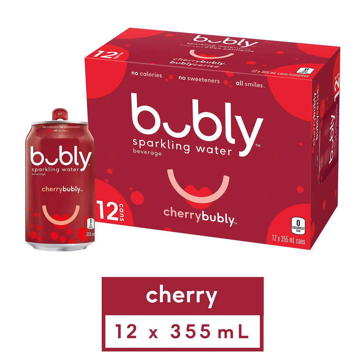 Mia Food Service BUBLY CHERRY SPARKLING WATER CANS 12X355ML BUBLY CHERRY SPARKLING WATER CANS 12X355ML
