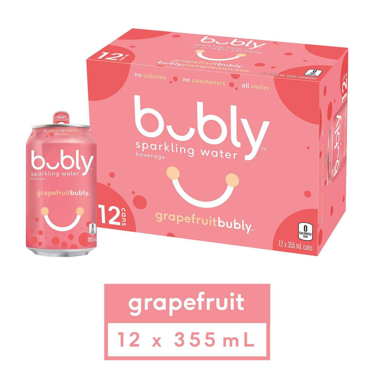 Mia Food Service BUBLY GRAPEFRUIT SPARKLING WATER CANS 12X355ML BUBLY GRAPEFRUIT SPARKLING WATER CANS 12X355ML